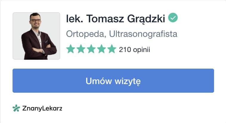liczba opinii i przycisk do umówienia wizyty u doktora Tomasza Grądzkiego na portalu ZnanyLekarz